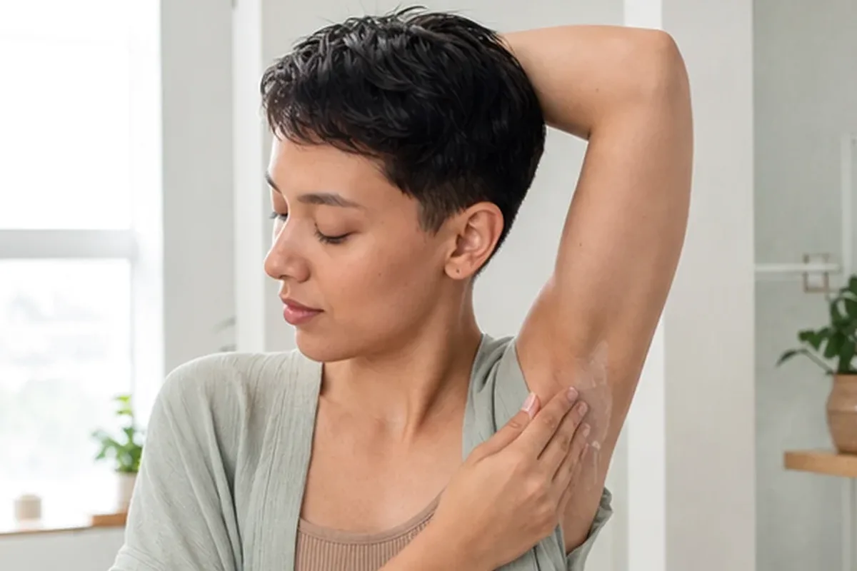 Authentischer Wohlfühlmoment passend zum Beauty-Thema Rasiergel bei eingewachsenen Haaren