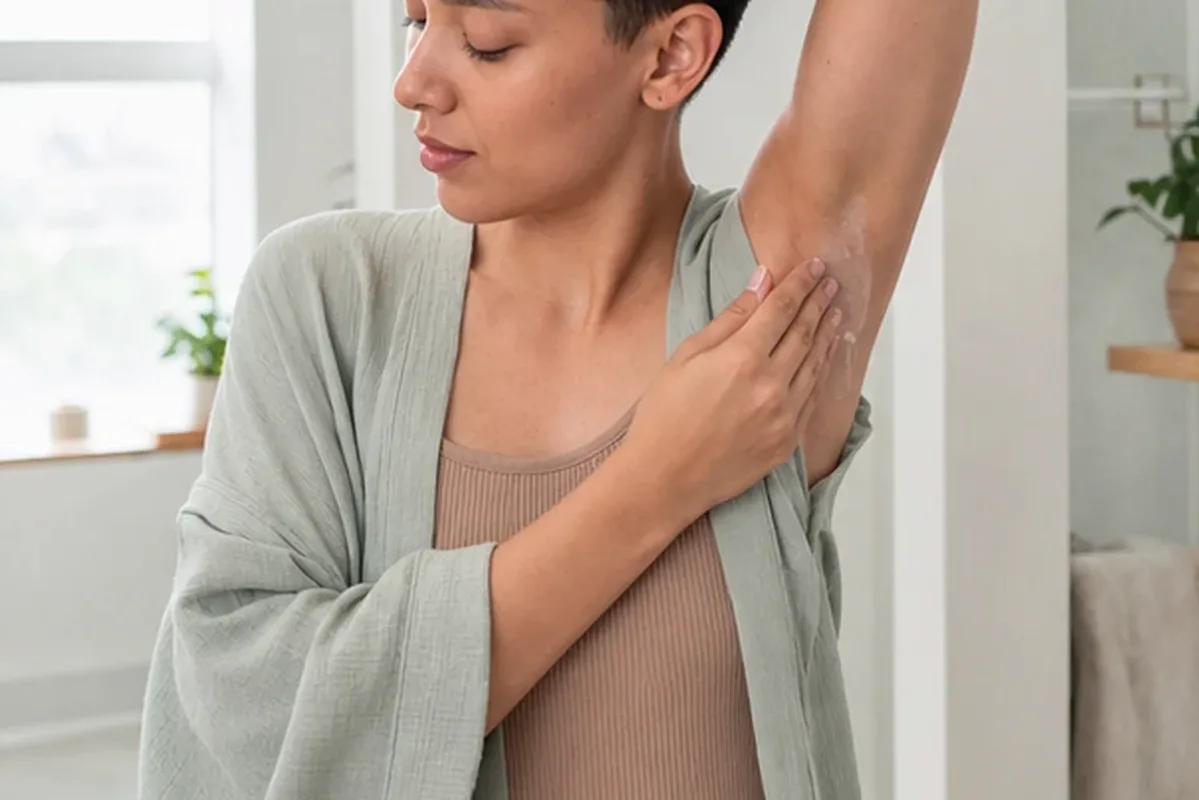 Authentischer Wohlfühlmoment passend zum Beauty-Thema Bikinizonen-Trimmer für dunkle Haare
