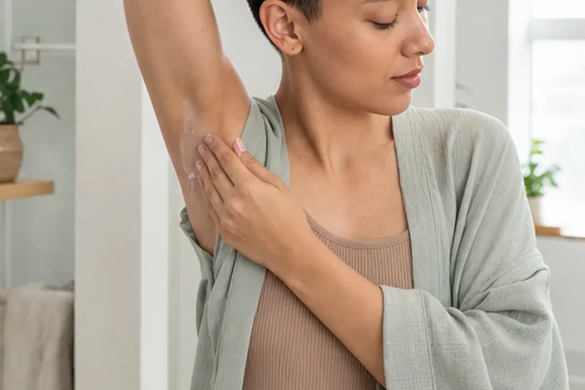 Authentischer Wohlfühlmoment passend zum Beauty-Thema Rasiergel für feine Haare