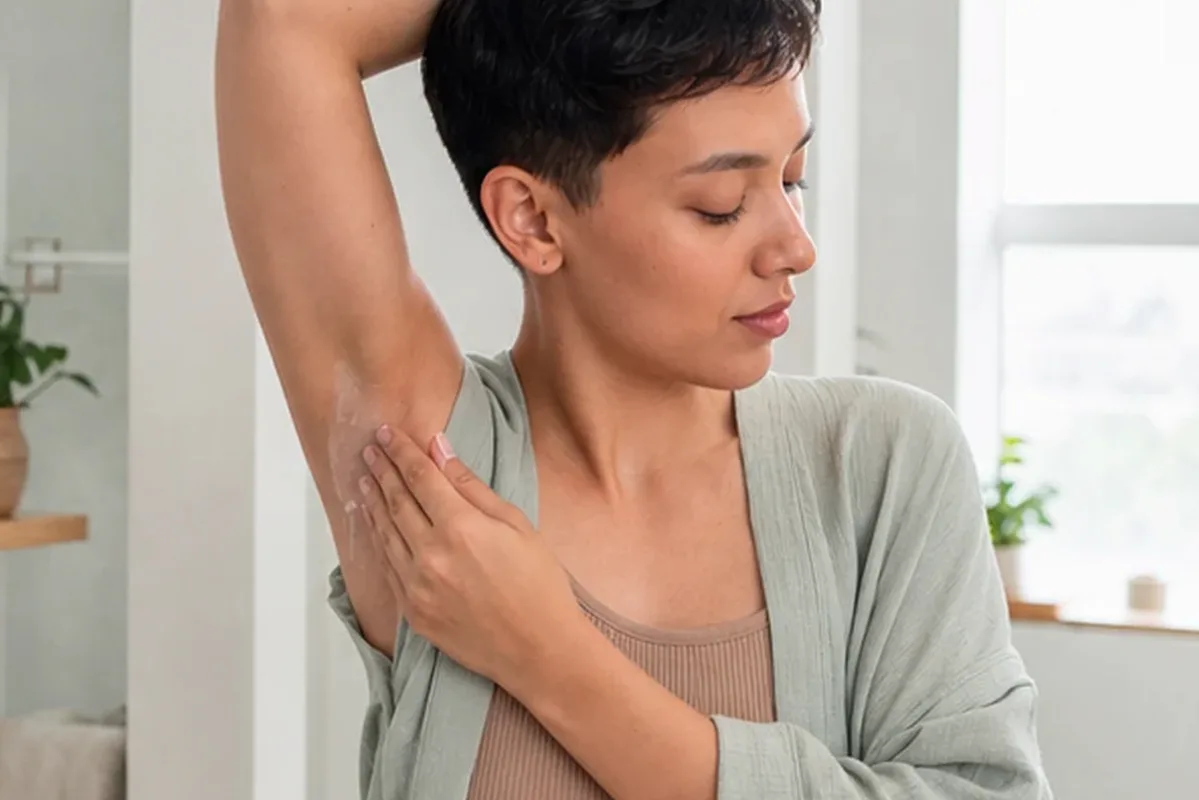 Authentischer Wohlfühlmoment passend zum Beauty-Thema Rasiergel für empfindliche Haut