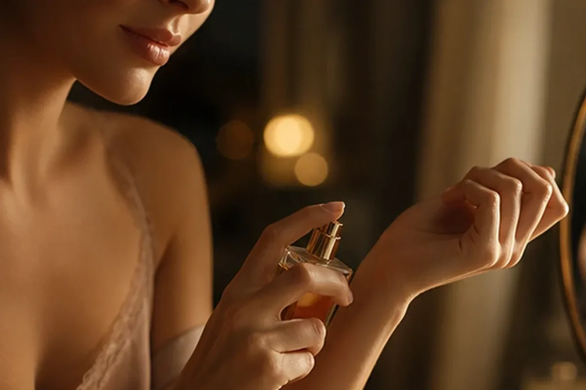 Emotionaler und authentischer Anwendungsmoment rund um Blumiger Duft für einen eleganten Stil