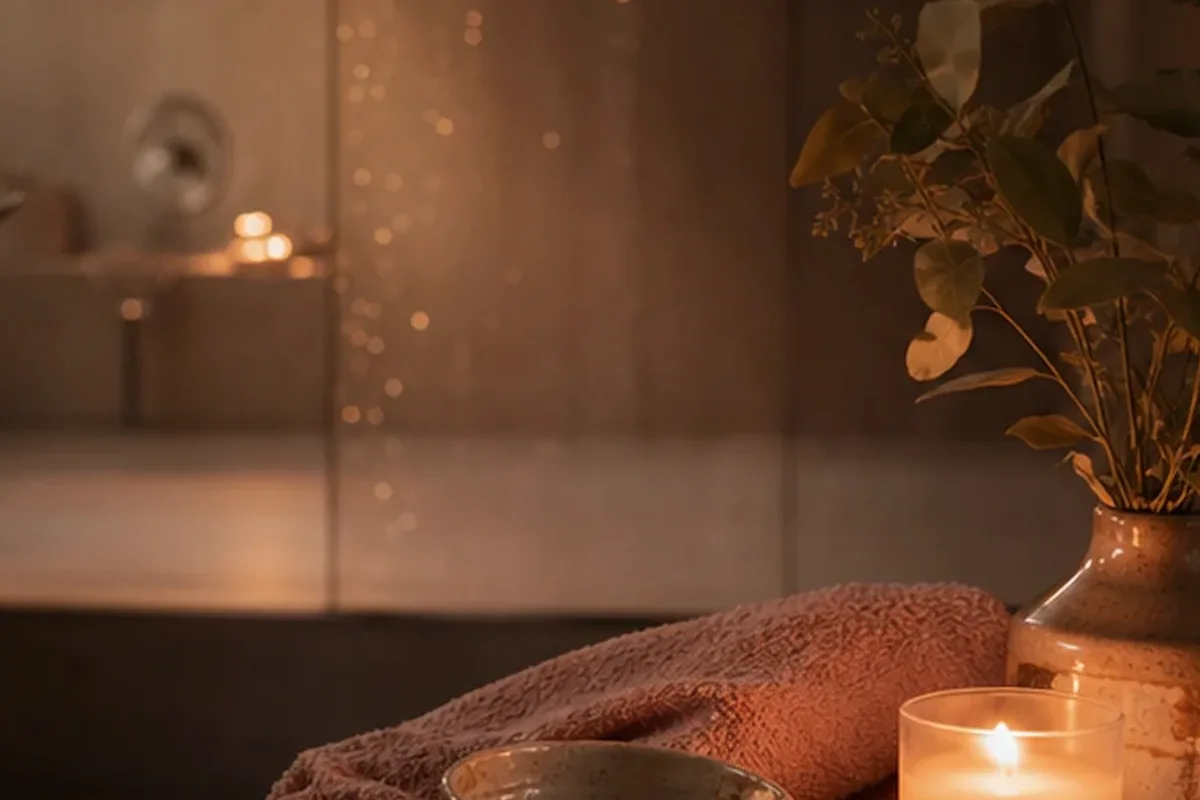 Authentischer Wohlfühlmoment passend zum Beauty-Thema Duschöl für empfindliche Haut