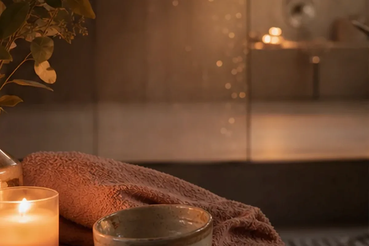 Authentischer Wohlfühlmoment passend zum Beauty-Thema Duschgel für empfindliche Haut