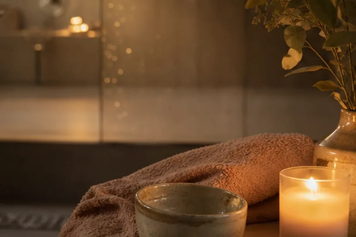 Authentischer Wohlfühlmoment passend zum Beauty-Thema Duschöl für müde Füße