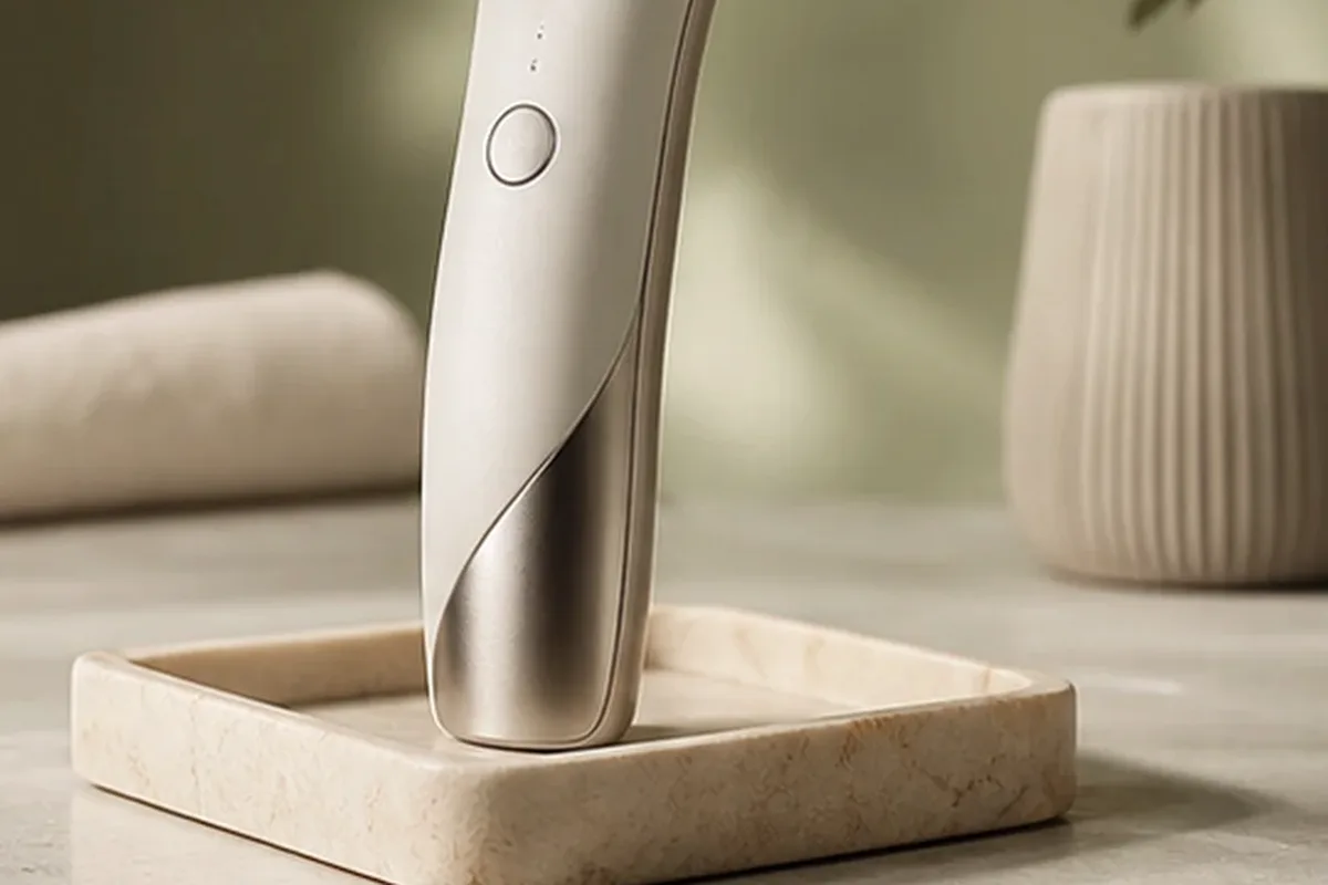 Hochwertige Beauty-Inszenierung zu Auswahlkriterien für Augenbrauen-Trimmer für die Bikinizone