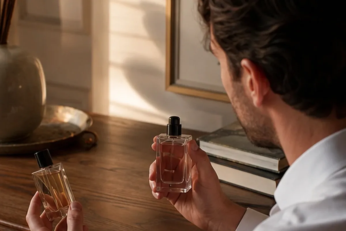 Emotionaler und authentischer Anwendungsmoment rund um Sommerparfum bei warmem Wetter