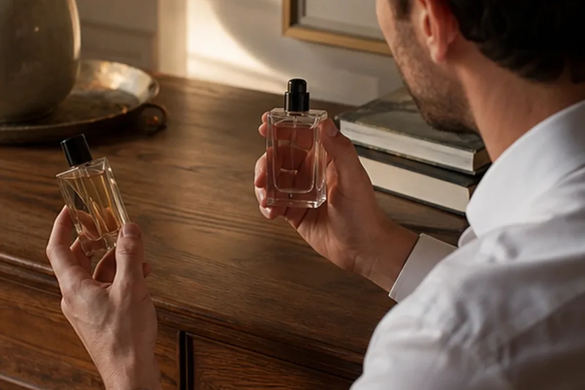 Authentische Beauty-Routine passend zum Thema Herrendüfte