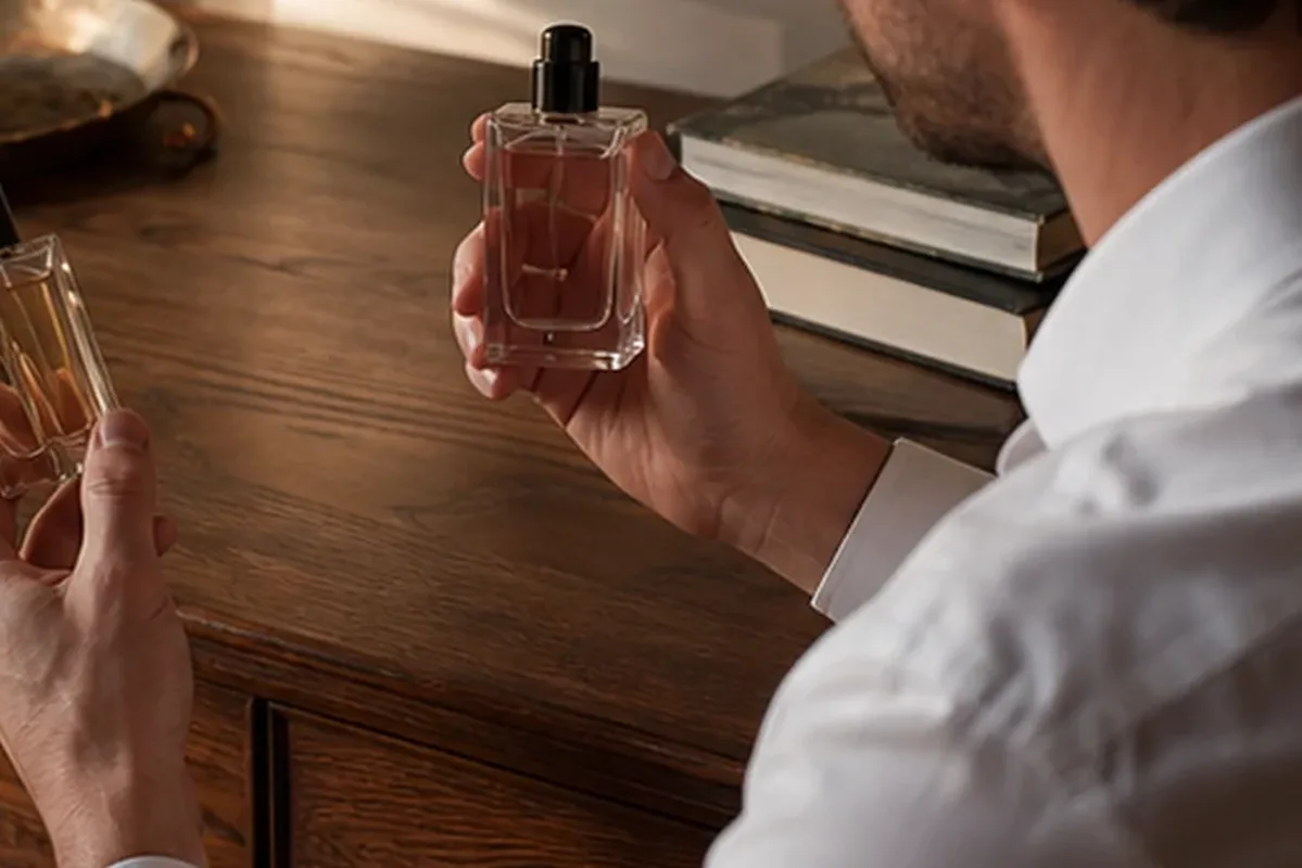 Emotionaler und authentischer Anwendungsmoment rund um Sommerparfum bei warmem Wetter