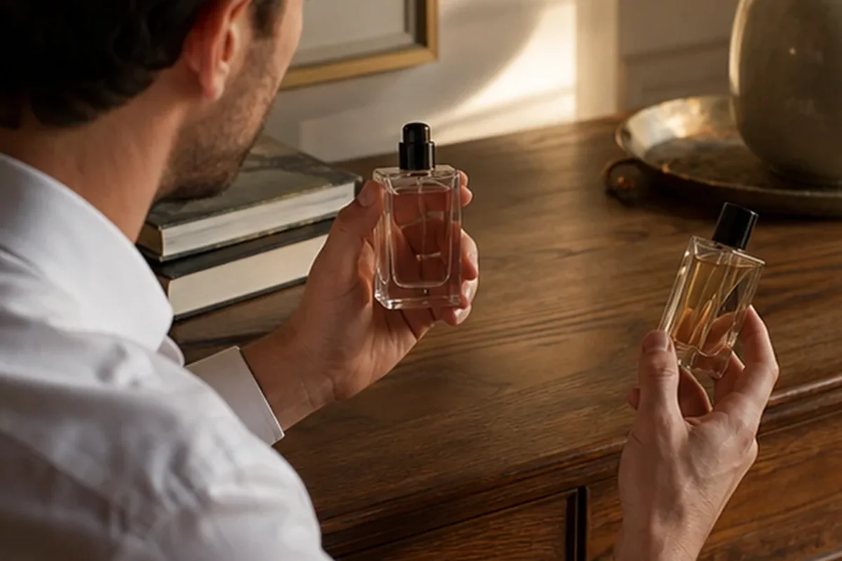 Emotionaler und authentischer Anwendungsmoment rund um Sommerparfum bei warmem Wetter