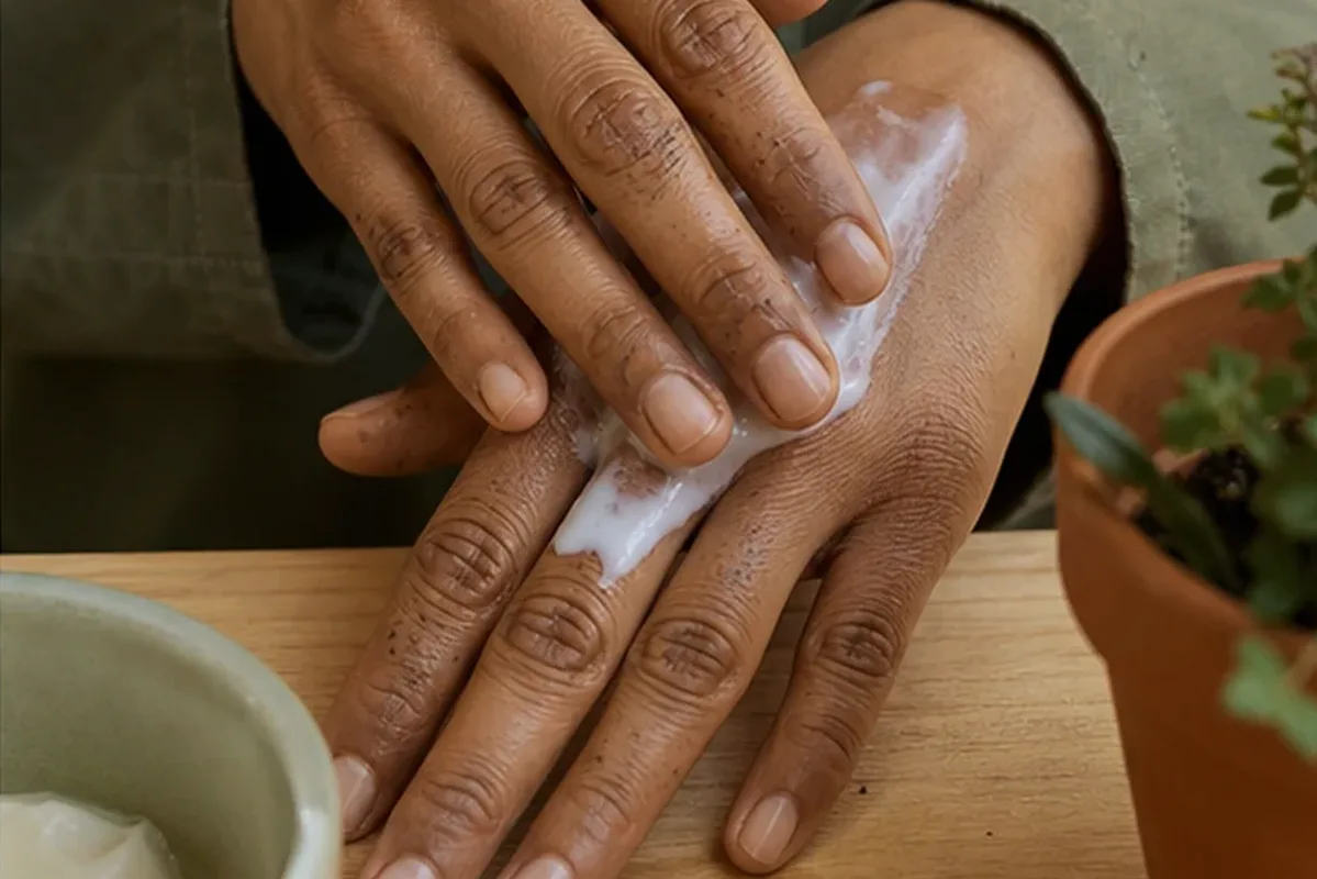 Authentischer Wohlfühlmoment passend zum Beauty-Thema Duschgel bei Keratosis pilaris