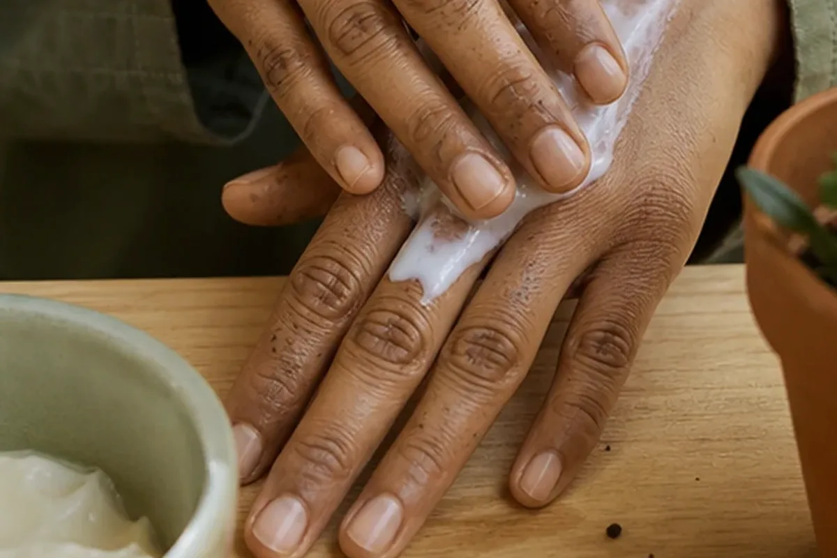 Emotionaler und authentischer Anwendungsmoment rund um Body Butter für trockene Haut