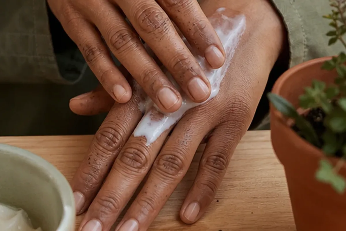 Hochwertige Beauty-Inszenierung zu Auswahlkriterien für Handcreme für trockene Haut
