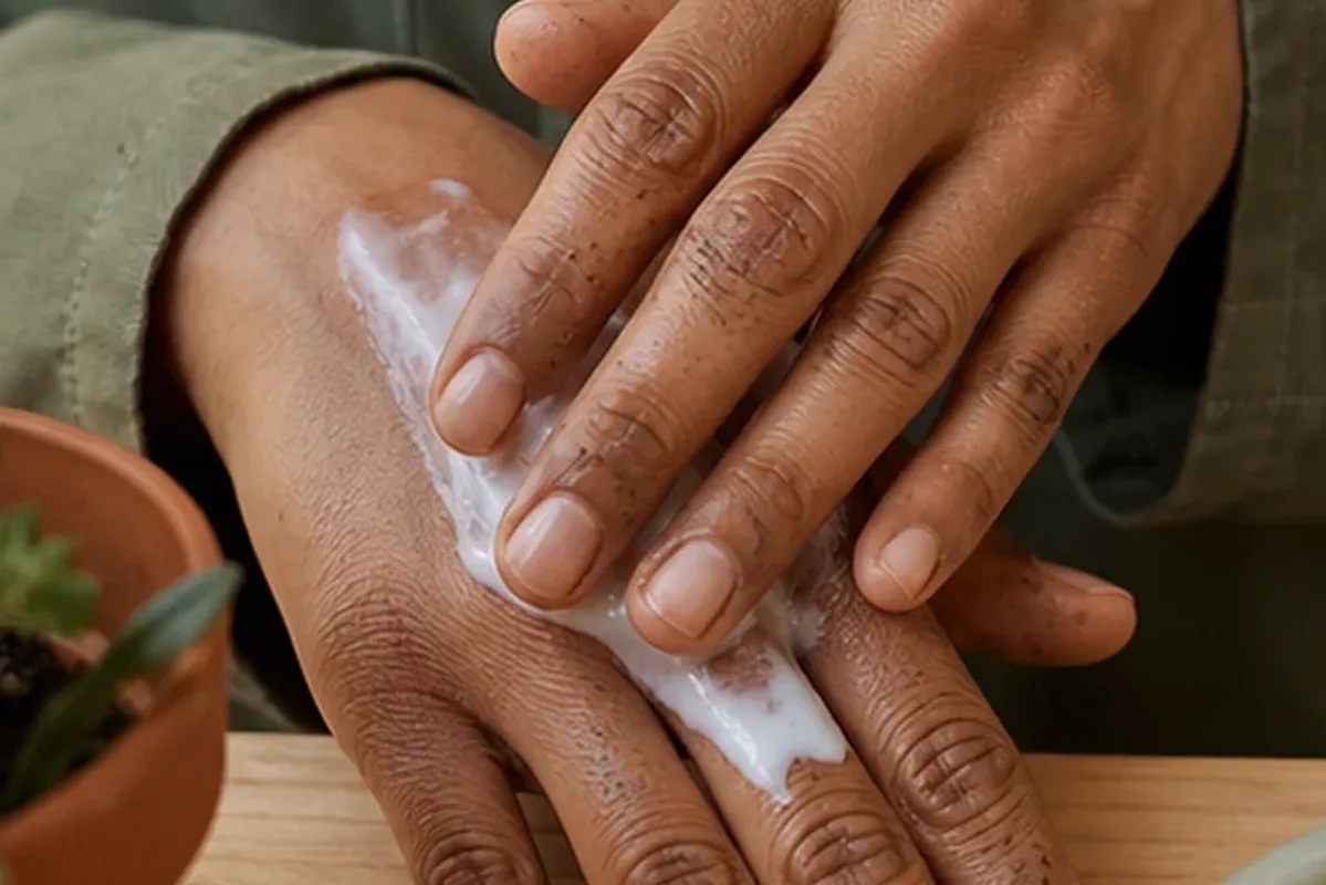 Redaktionelle Detailaufnahme zur Orientierung bei Körperlotion bei starkem Schwitzen