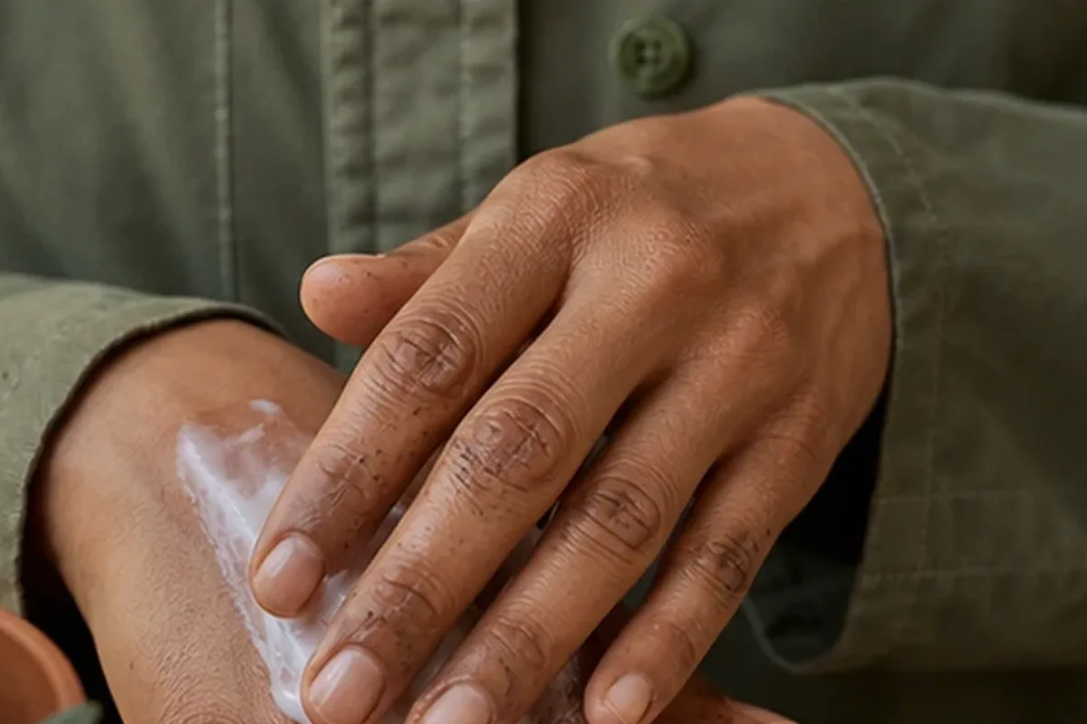 Emotionaler und authentischer Anwendungsmoment rund um Nagelhärter für raue Haut