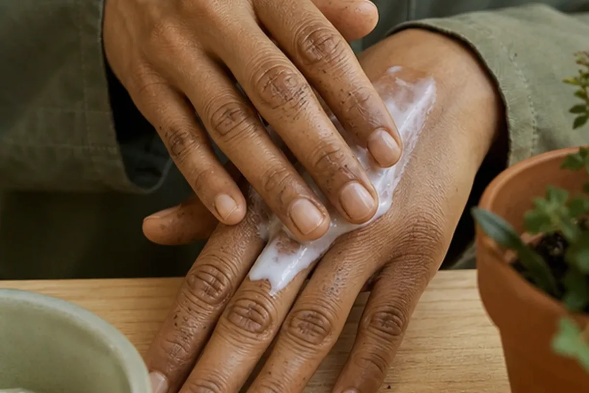 Authentischer Wohlfühlmoment passend zum Beauty-Thema After-Sun-Pflege für raue Haut