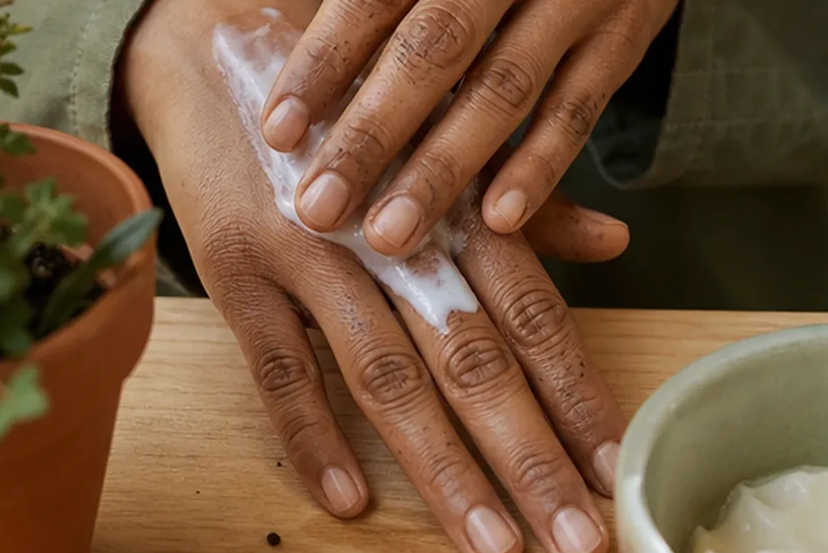 Redaktioneller Beauty-Moment zur Ausgangslage bei Körperpeeling für raue Haut