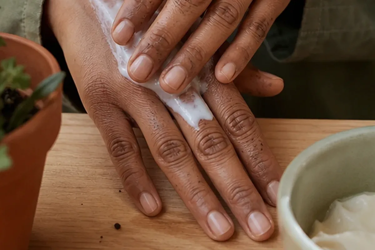 Authentischer Wohlfühlmoment passend zum Beauty-Thema Duschöl für müde Füße