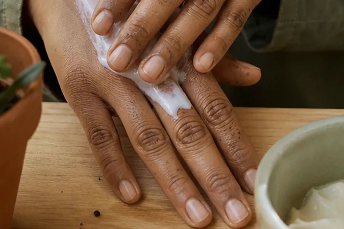 Redaktionelle Detailaufnahme zur Orientierung bei Nagelöl für raue Haut