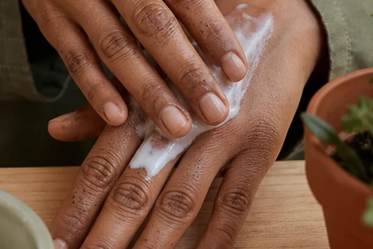 Emotionaler und authentischer Anwendungsmoment rund um Body Butter für müde Füße