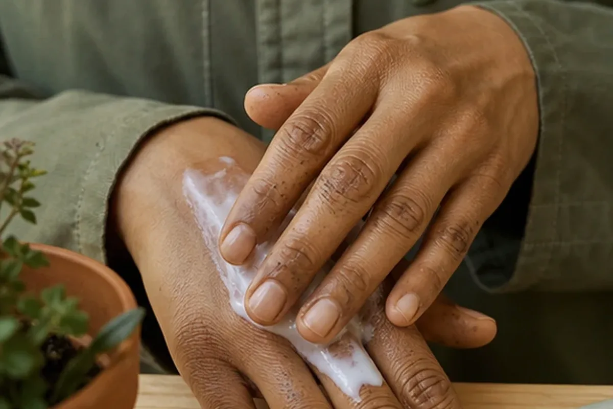 Redaktioneller Beauty-Moment zur Ausgangslage bei Körperpeeling für raue Haut