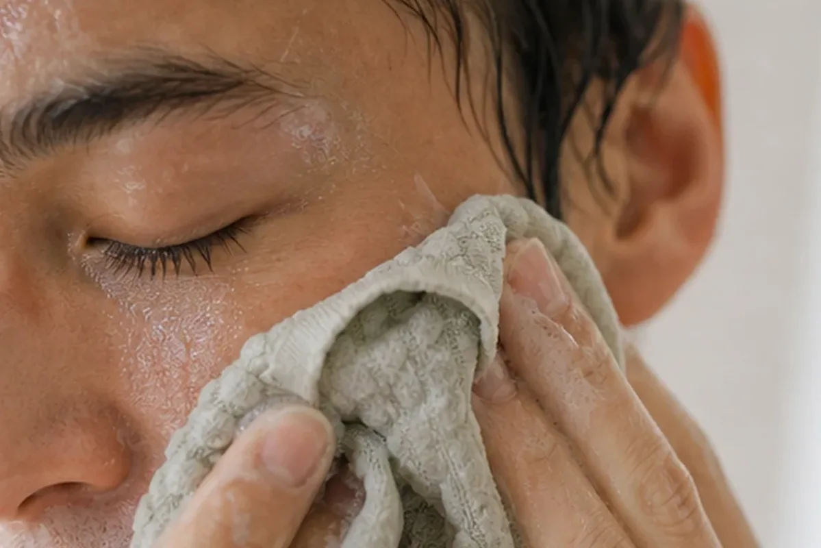 Authentischer Wohlfühlmoment passend zum Beauty-Thema Gesichtsreinigung bei Pigmentflecken