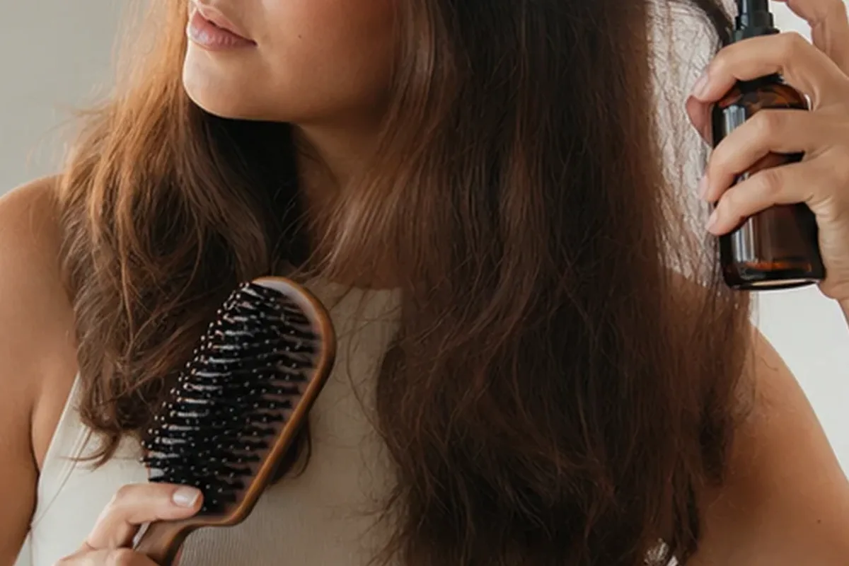 Redaktionelle Detailaufnahme zur Orientierung bei Warmluftbürste für feines Haar