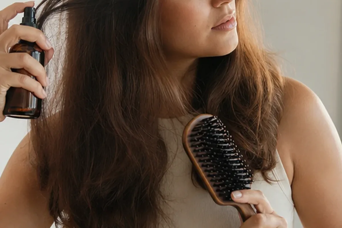 Emotionaler und authentischer Anwendungsmoment rund um Lockencreme bei Haarbruch
