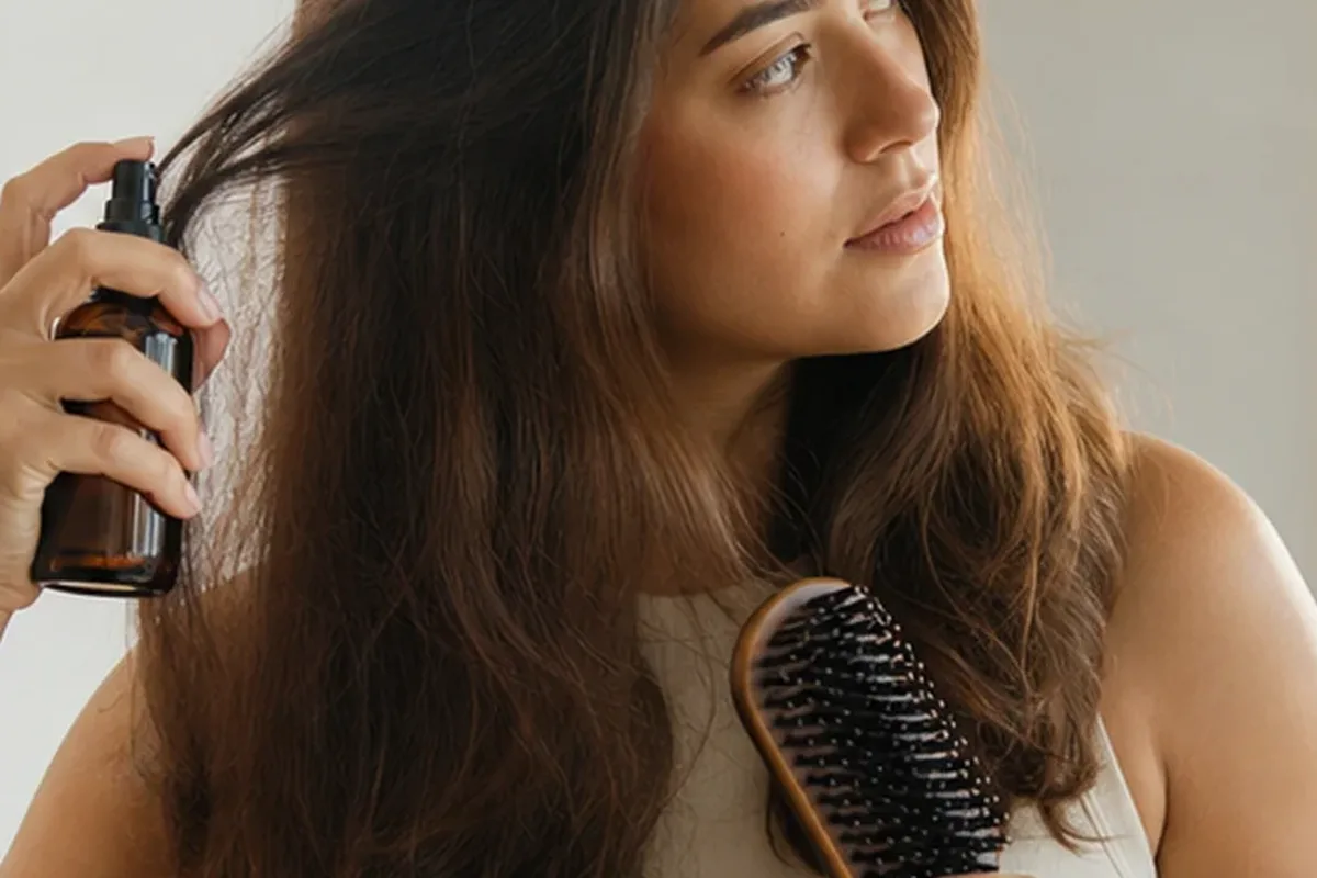 Authentischer Wohlfühlmoment passend zum Beauty-Thema Warmluftbürste für Anfänger