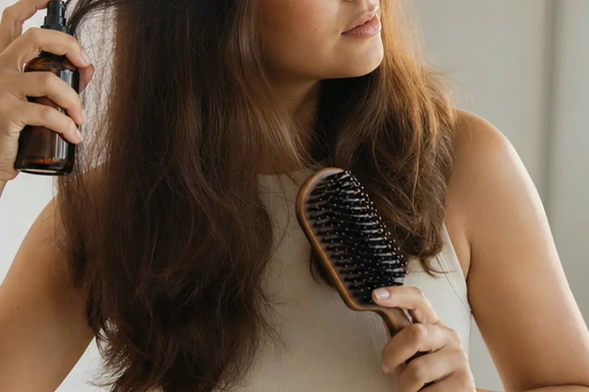 Authentische Beauty-Routine passend zum Thema Anti-Frizz-Pflege bei fettigem Ansatz