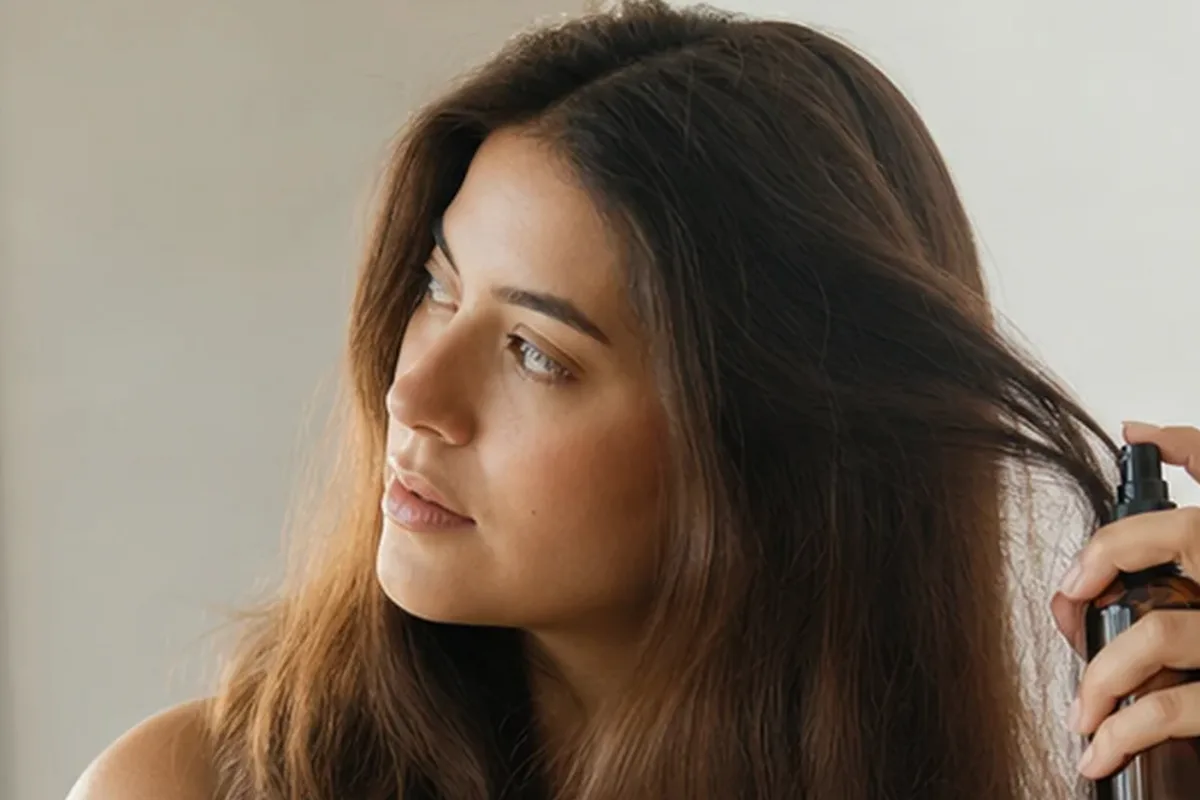 Authentischer Wohlfühlmoment passend zum Beauty-Thema Anti-Frizz-Pflege für empfindliche Kopfhaut