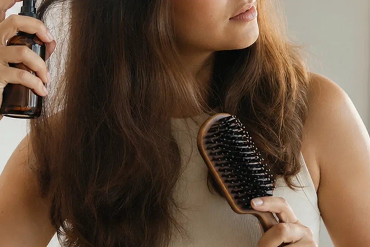 Redaktioneller Beauty-Moment zur Ausgangslage bei Haartrockner bei Frizz
