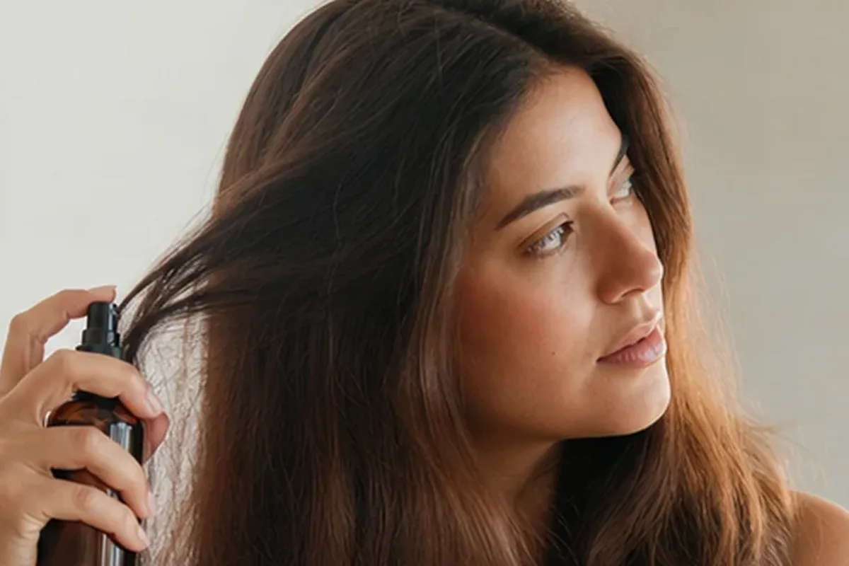 Emotionaler und authentischer Anwendungsmoment rund um Anti-Frizz-Pflege bei Frizz