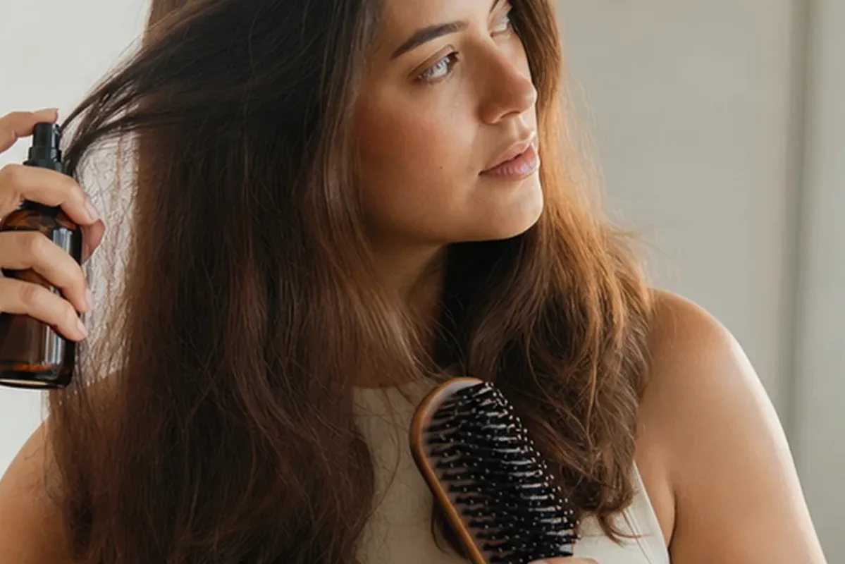 Authentische Beauty-Routine passend zum Thema Haartrockner bei fettigem Ansatz
