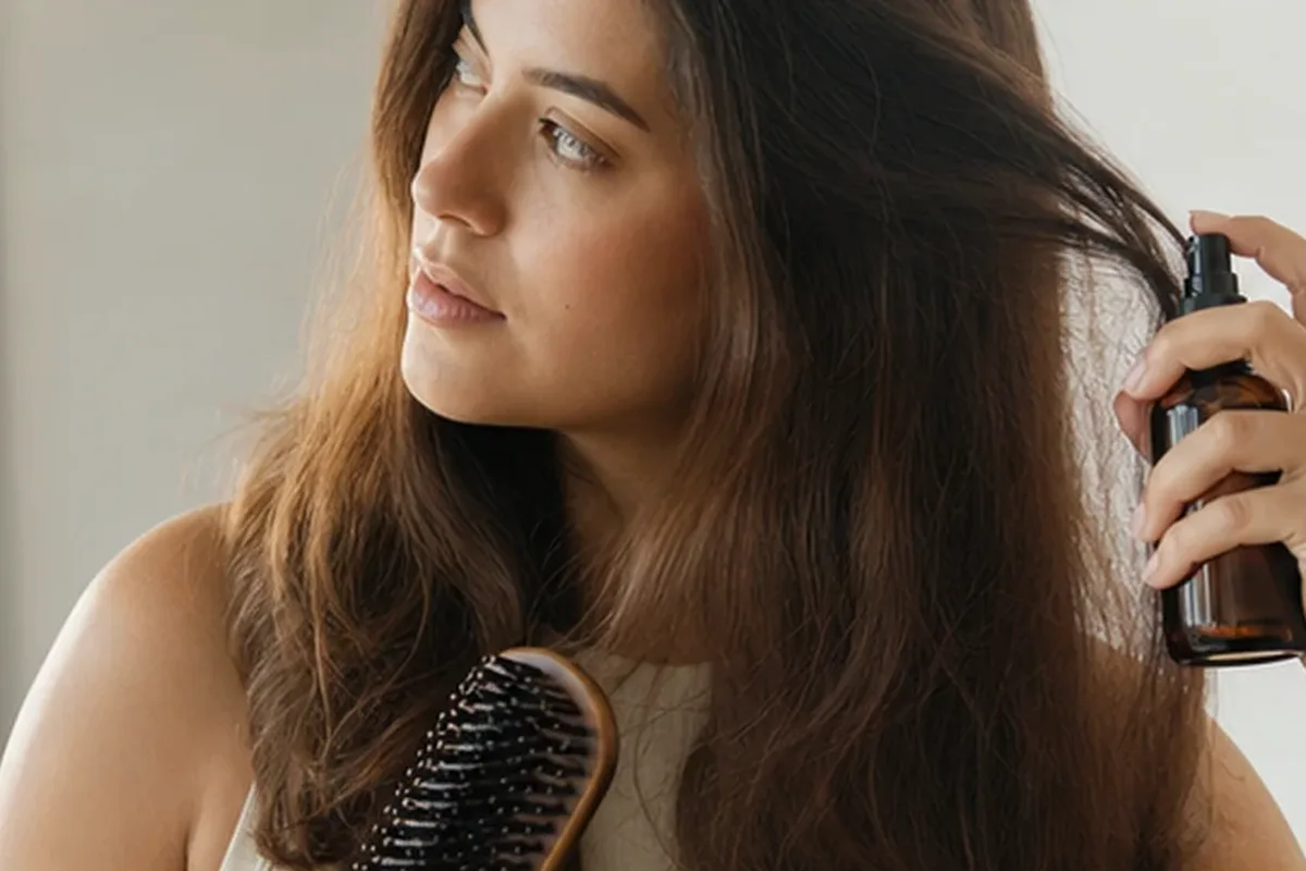 Authentische Beauty-Routine passend zum Thema Warmluftbürste für feines Haar