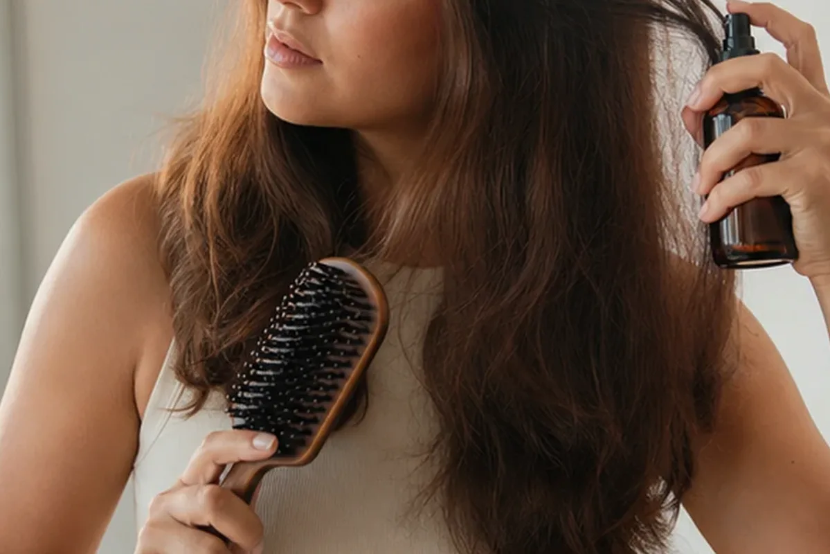 Authentischer Wohlfühlmoment passend zum Beauty-Thema Silbershampoo für empfindliche Kopfhaut