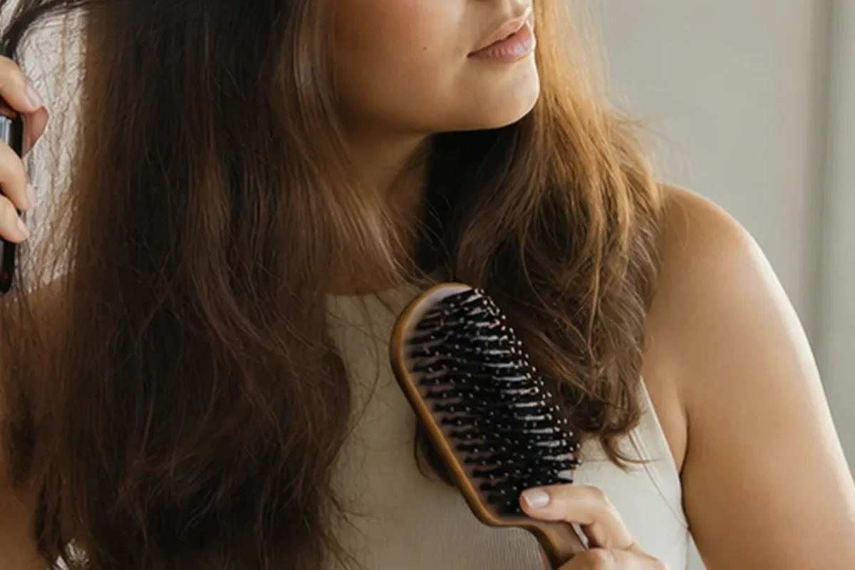 Emotionaler und authentischer Anwendungsmoment rund um Trockenshampoo bei Frizz