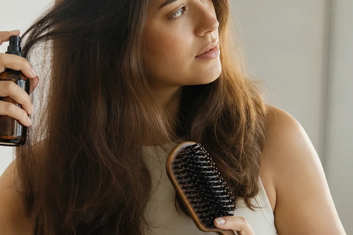 Authentische Beauty-Routine passend zum Thema Haarbürste bei Haarbruch