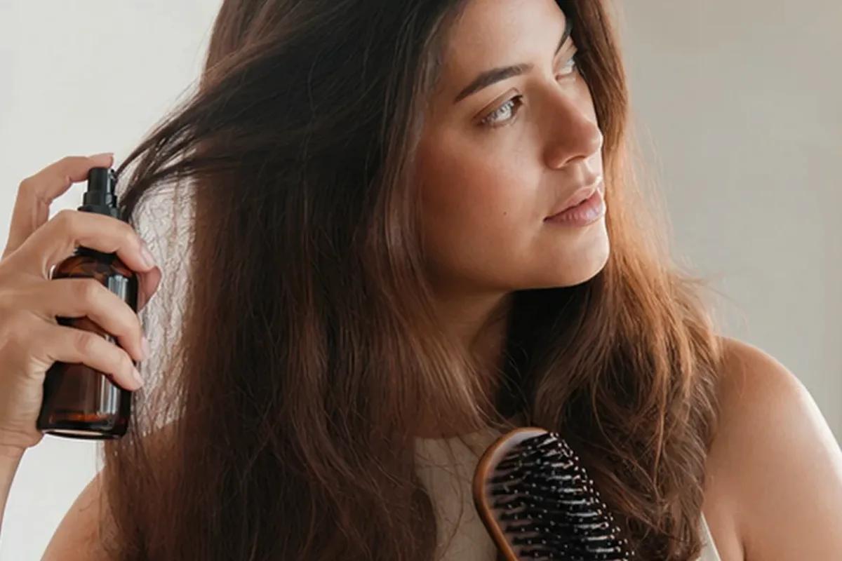 Authentischer Wohlfühlmoment passend zum Beauty-Thema Haarmaske für trockenes Haar