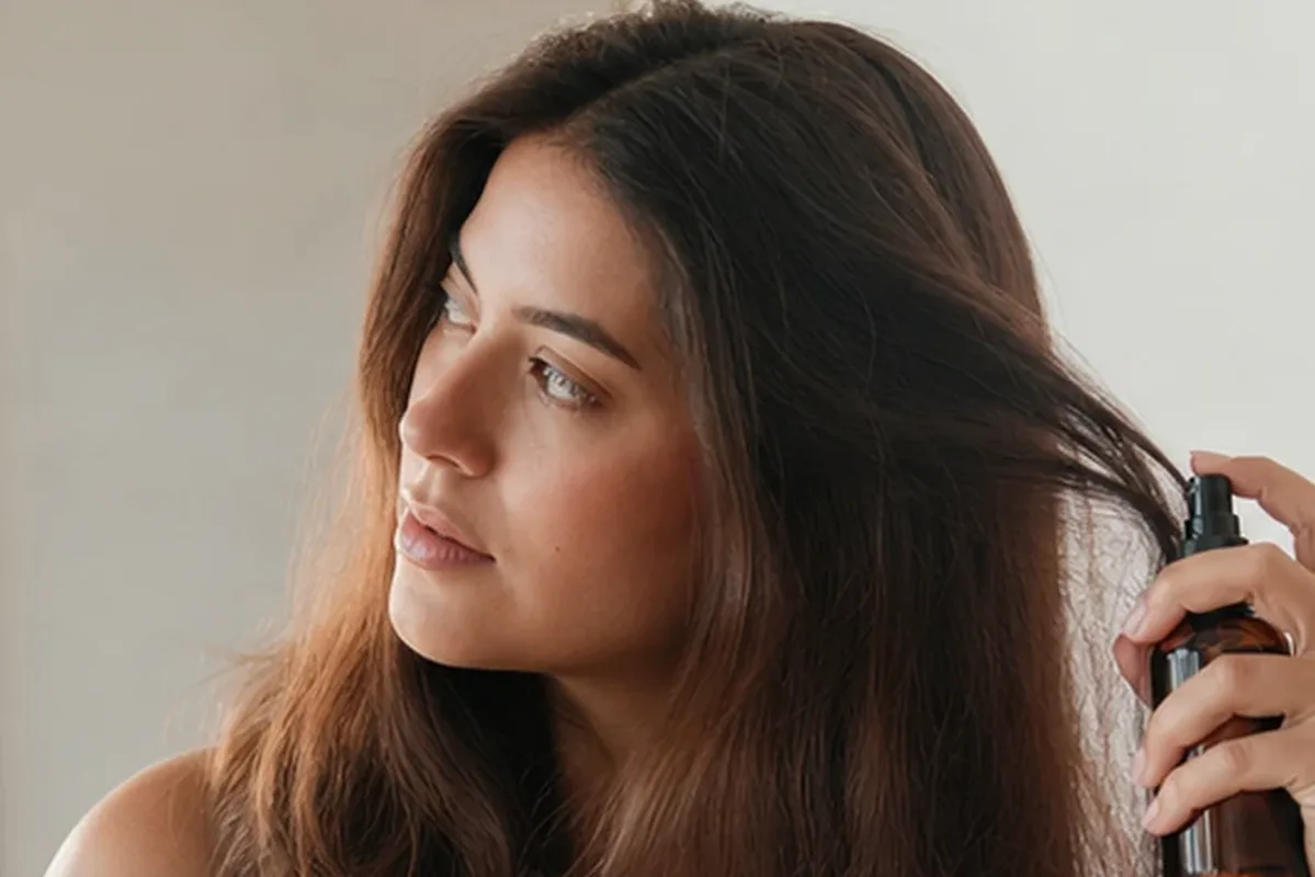 Authentischer Wohlfühlmoment passend zum Beauty-Thema Tiefenreinigungsshampoo bei fettigem Ansatz