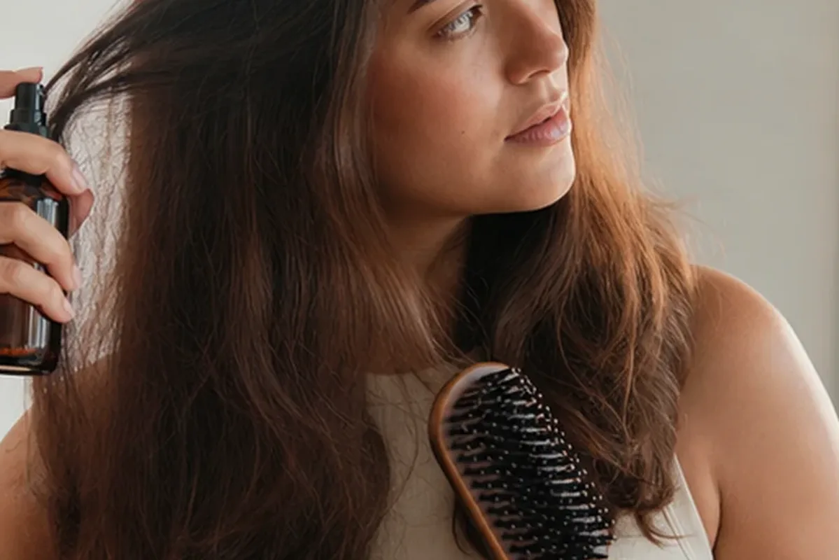 Hochwertige Beauty-Inszenierung zu Auswahlkriterien für Haaröl bei Frizz