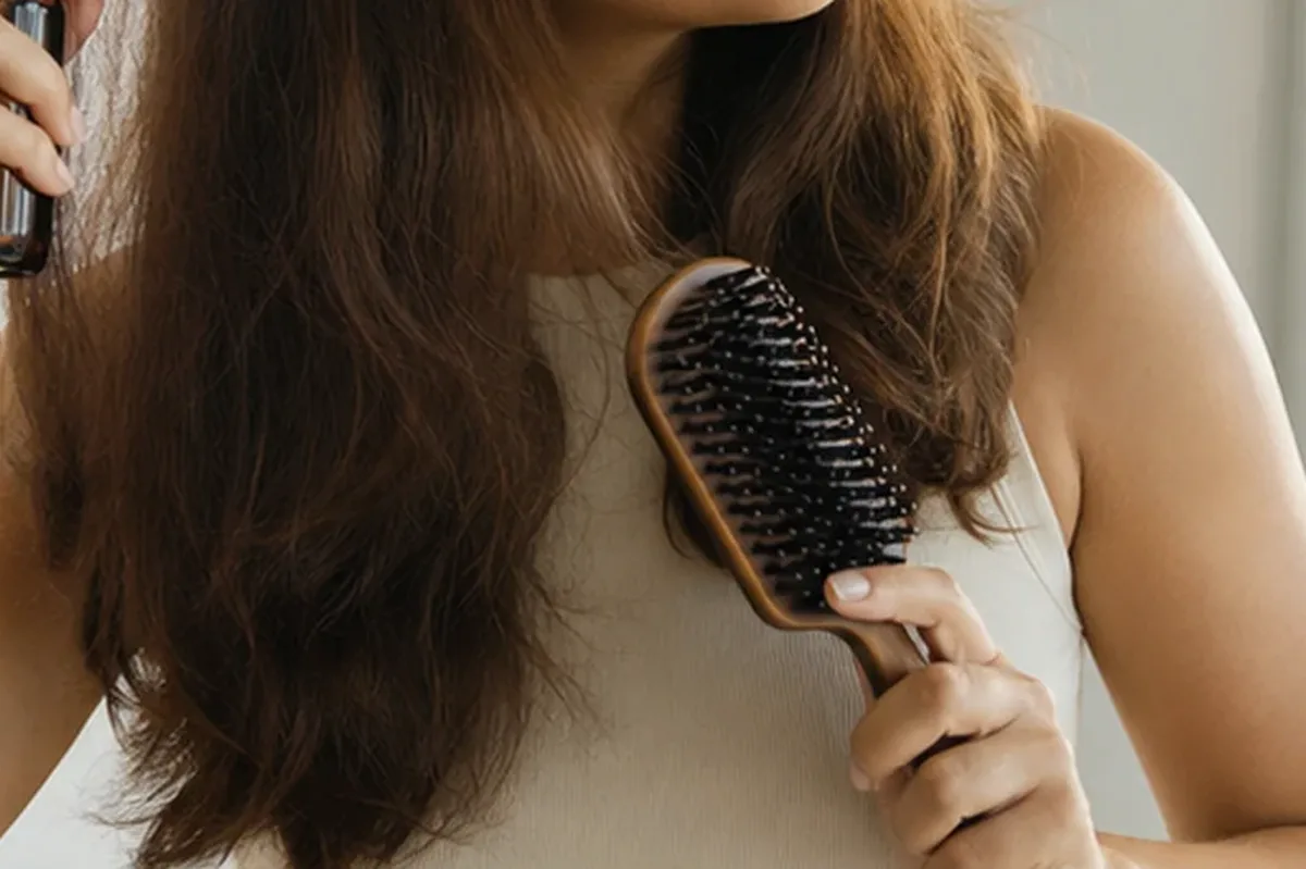 Redaktioneller Beauty-Moment zur Ausgangslage bei Hitzeschutz bei Haarbruch