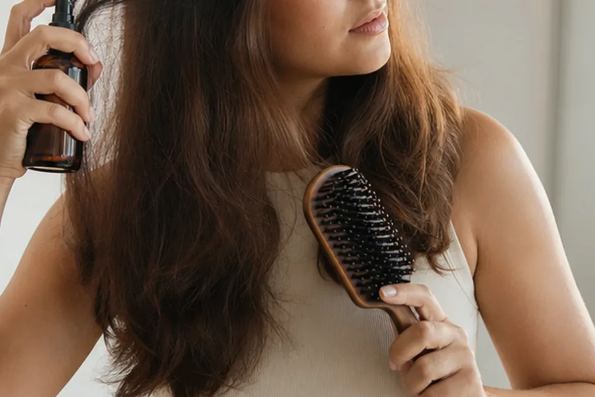 Hochwertige Beauty-Inszenierung zu Auswahlkriterien für Haartrockner bei Frizz