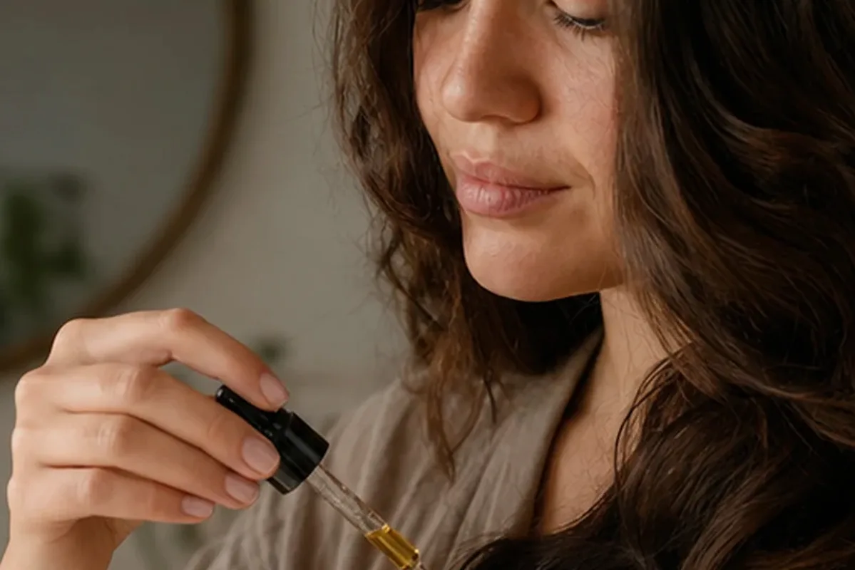 Authentischer Wohlfühlmoment passend zum Beauty-Thema Haartrockner für trockenes Haar
