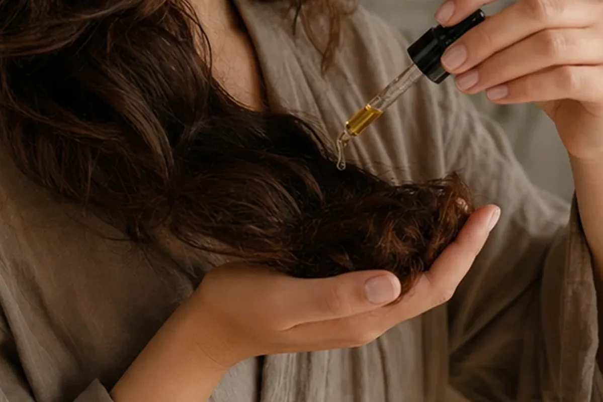 Hochwertige Beauty-Inszenierung zu Auswahlkriterien für Haartrockner für strapaziertes Haar