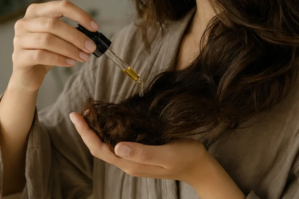 Authentischer Wohlfühlmoment passend zum Beauty-Thema Volumenspray bei Frizz