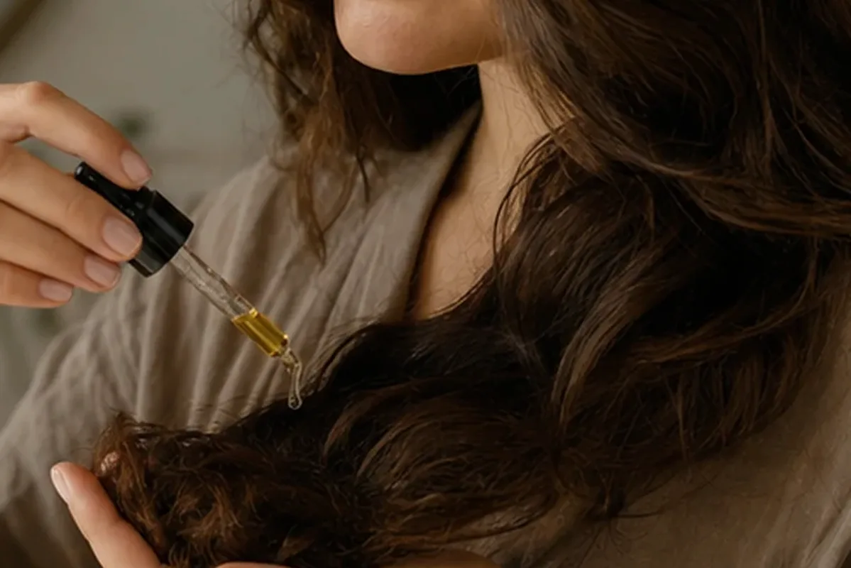 Authentischer Wohlfühlmoment passend zum Beauty-Thema Conditioner bei fettigem Ansatz