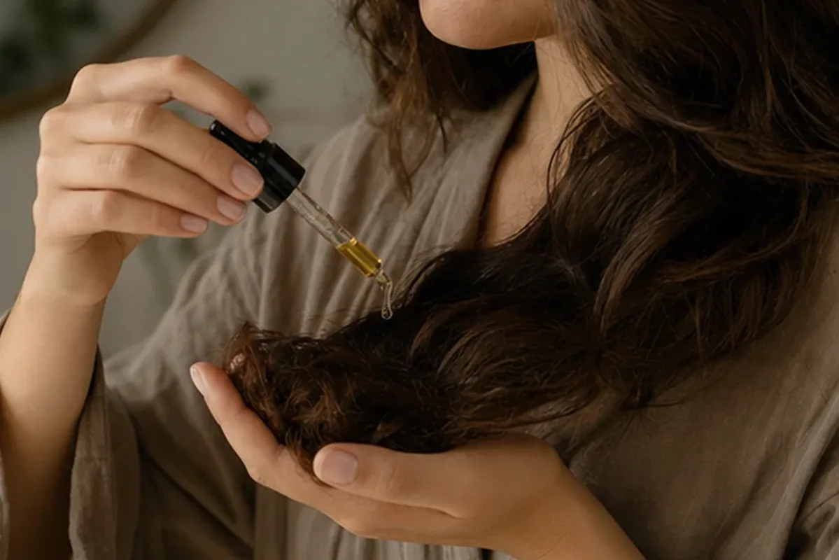 Emotionaler und authentischer Anwendungsmoment rund um Volumenspray bei Frizz