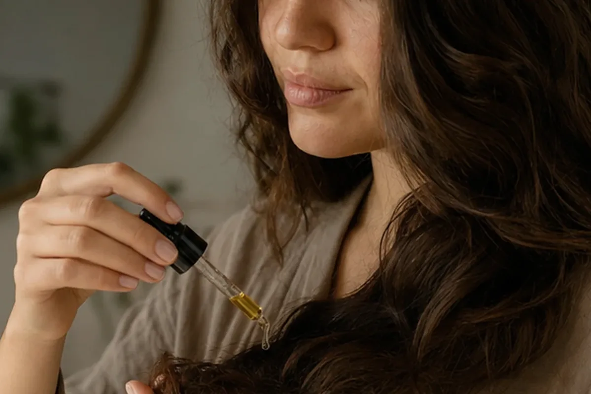 Authentischer Wohlfühlmoment passend zum Beauty-Thema Haarmaske für feines Haar