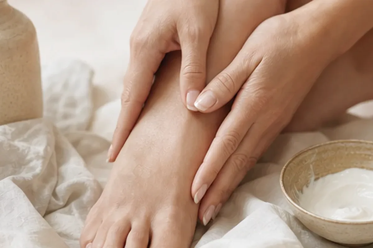 Hochwertige Beauty-Inszenierung zu Auswahlkriterien für Hornhautpflege für empfindliche Haut