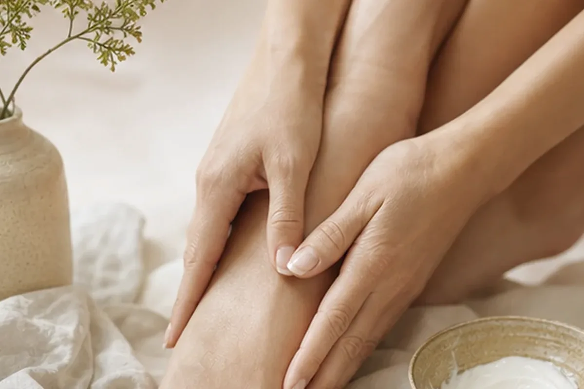 Hochwertige Beauty-Inszenierung zu Auswahlkriterien für Fußcreme für raue Haut